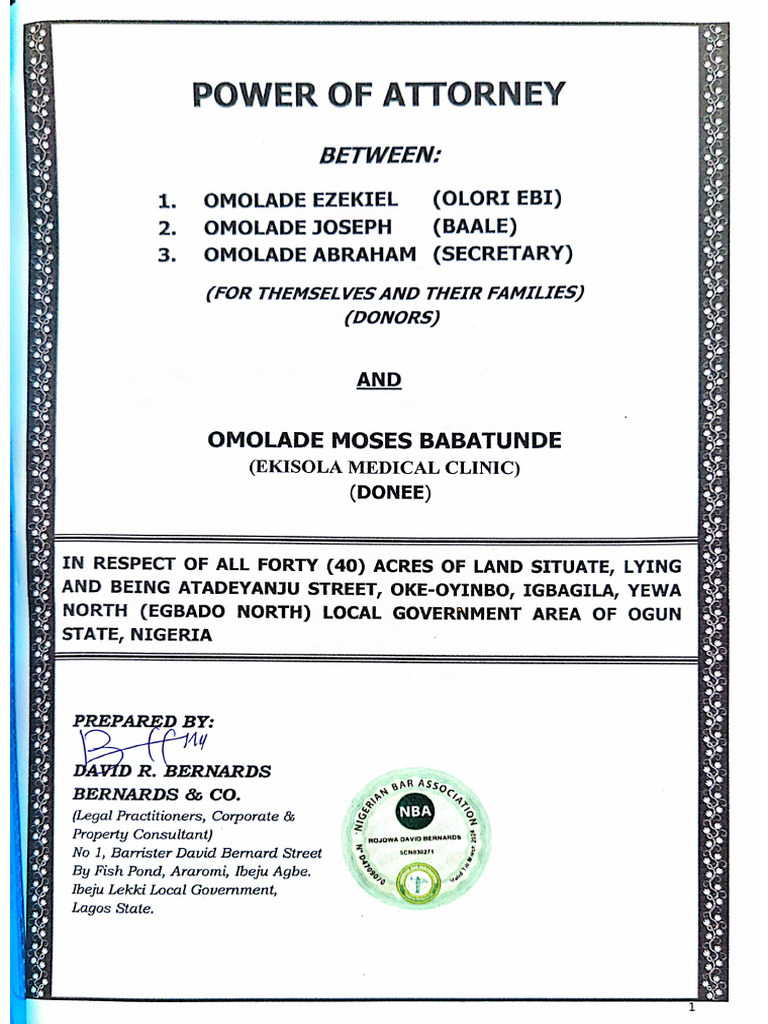 Power of Anthony of Mr. Omolade | PDF