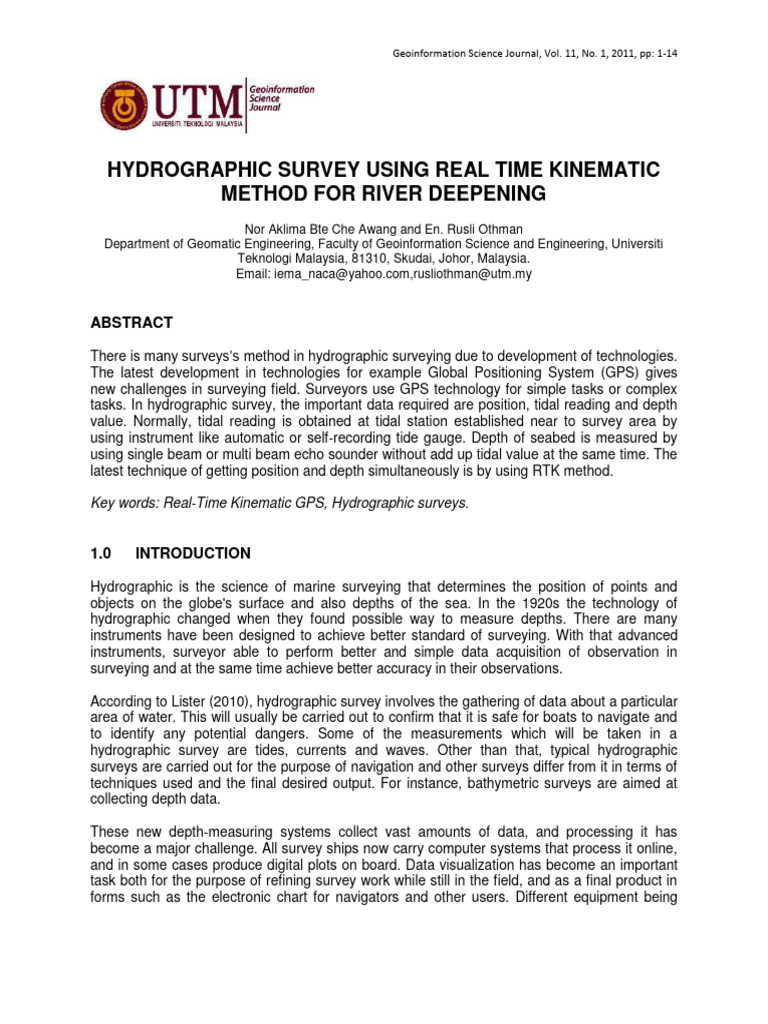 RTK GPS Hydrographic Survey Techniques | PDF | Surveying | Tide