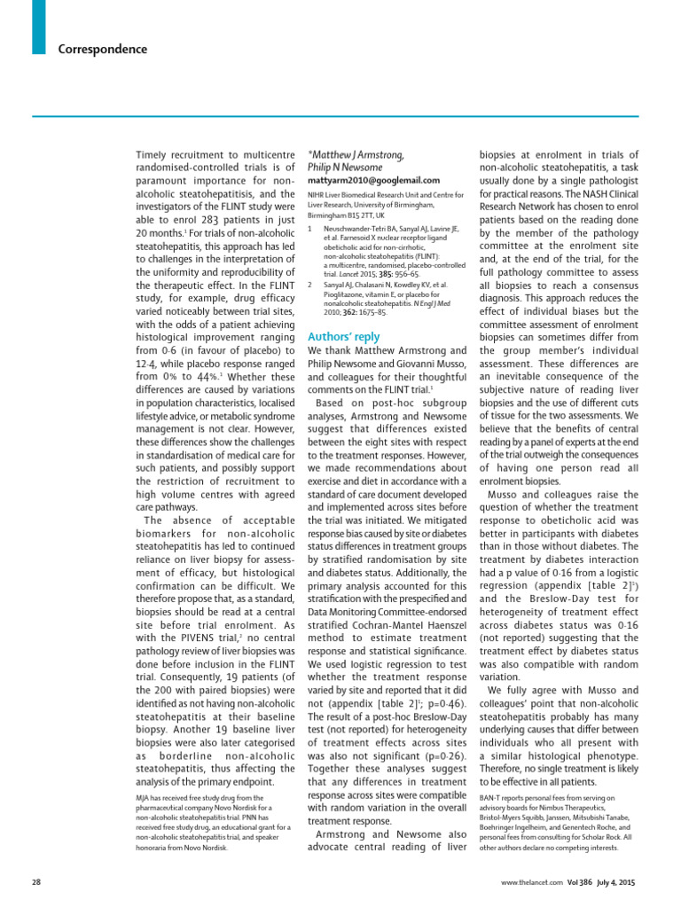 Trials of Obeticholic Acid For Non Alcoholic Steat 8 | PDF | Pathology ...