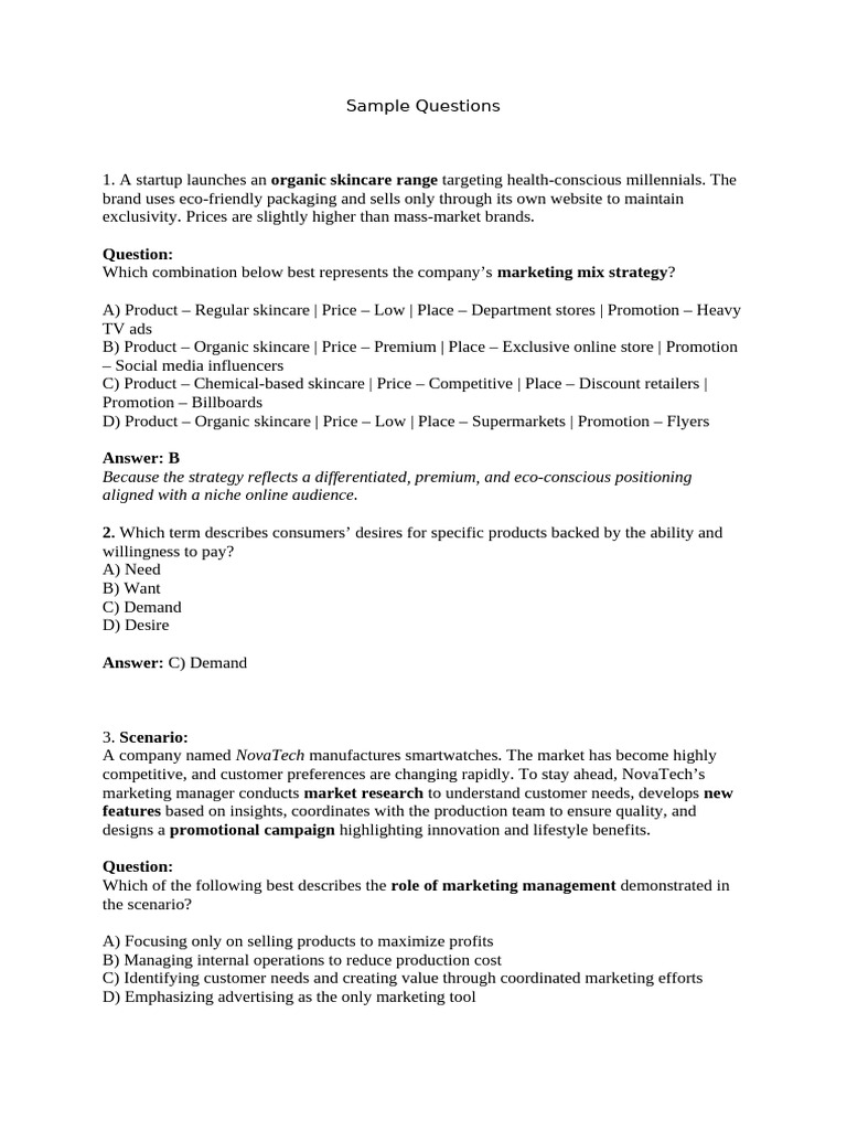 Sample Questions POM | PDF