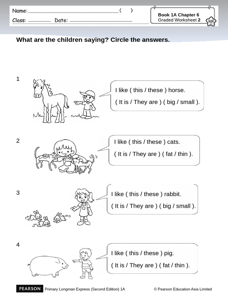What Are The Children Saying? Circle The Answers.: Graded Worksheet | PDF