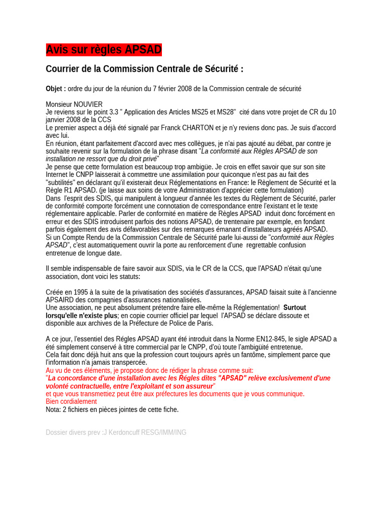 Clarification sur les Règles APSAD | PDF