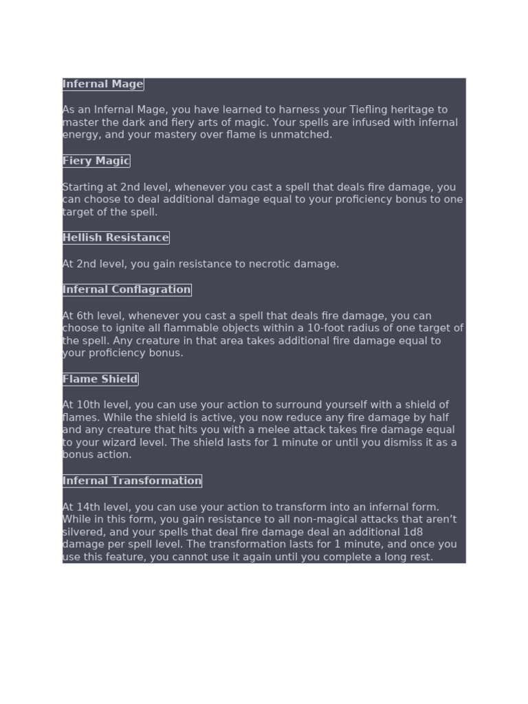 Infernal Mage: Mastering Fiery Magic | PDF