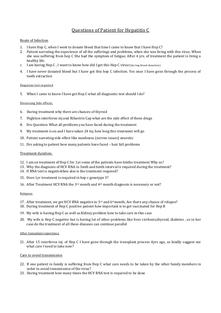 Hepatitis C Patient Questions & Insights | PDF