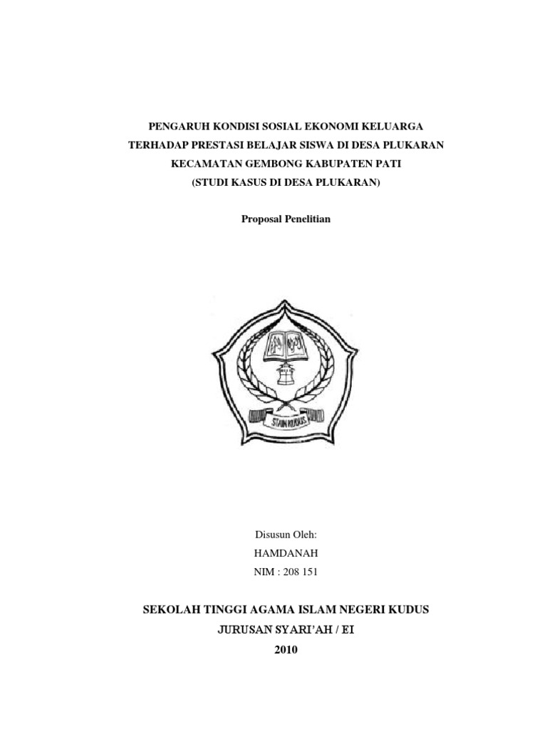 Proposal Penelitian Pengaruh Kondisi Sosial Ekonomi Keluarga