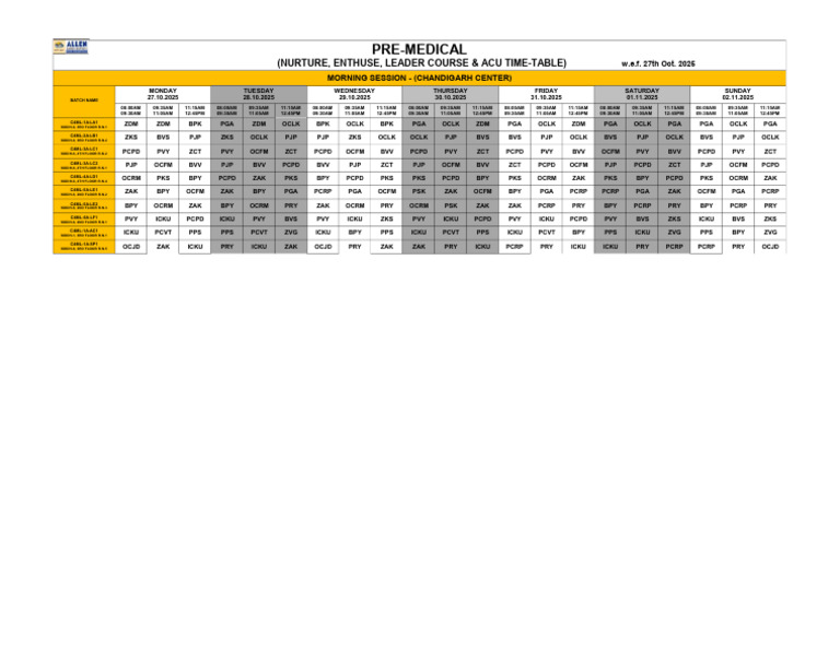 Leader Time Table | PDF