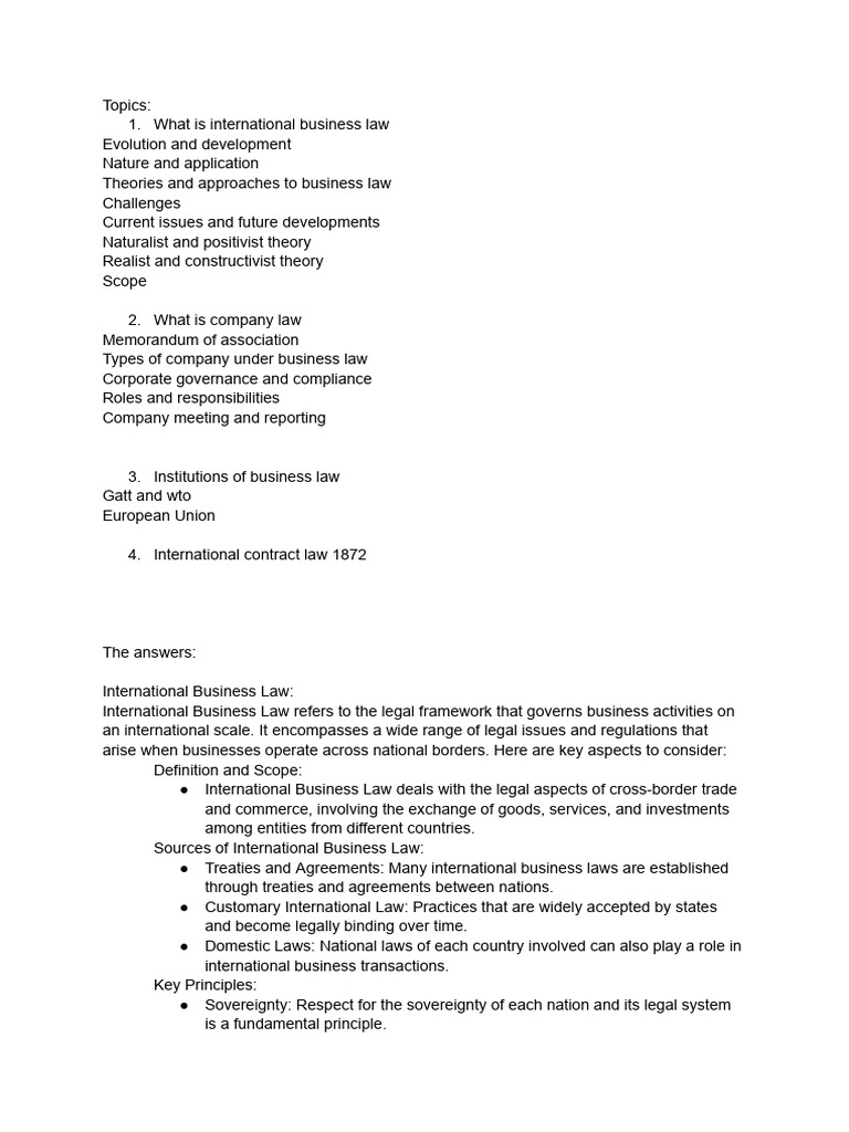 Overview of International Business Law | PDF | World Trade Organization ...