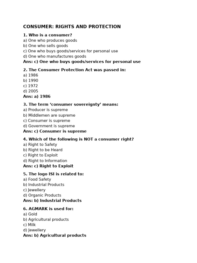 Consumer Rights and Protection Overview | PDF | Consumer Protection ...