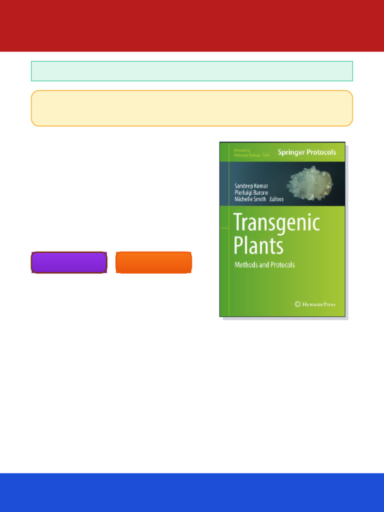 Transgenic Plants: Methods and Protocols Sandeep Kumar Ebook ...