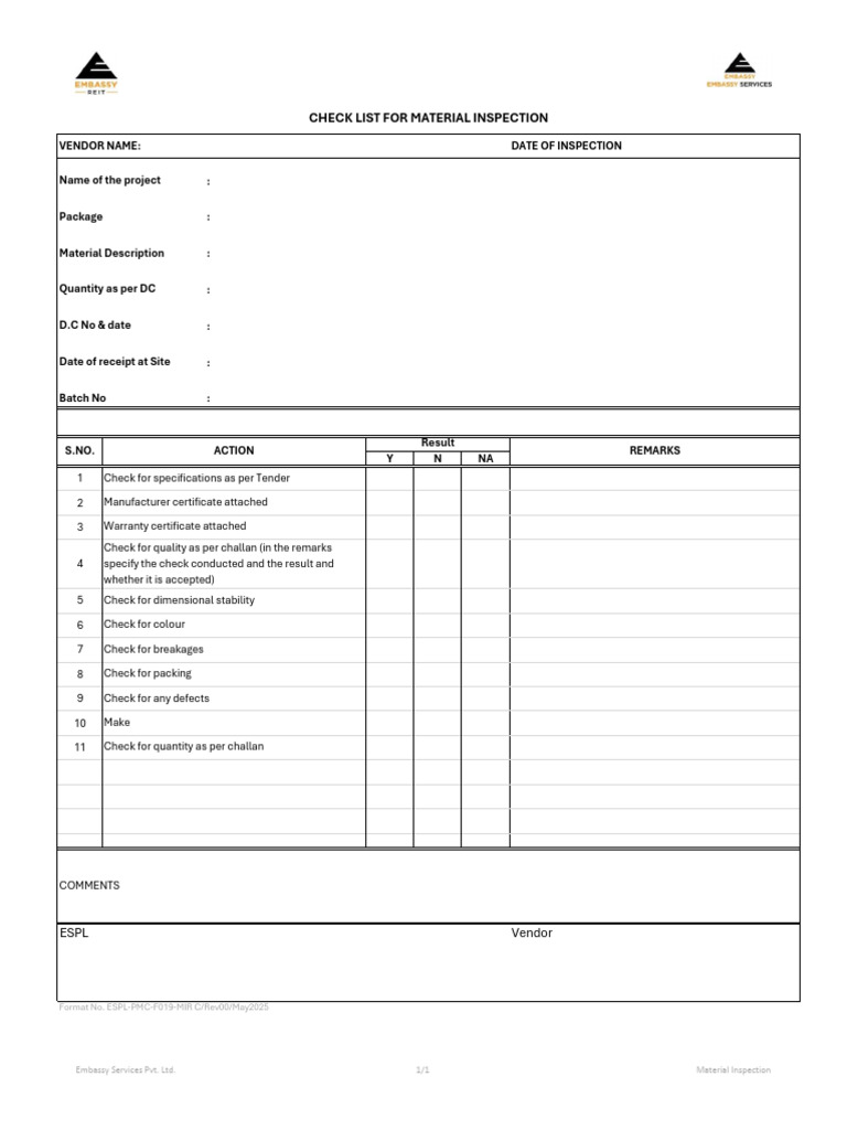 Material Inspection Report | PDF