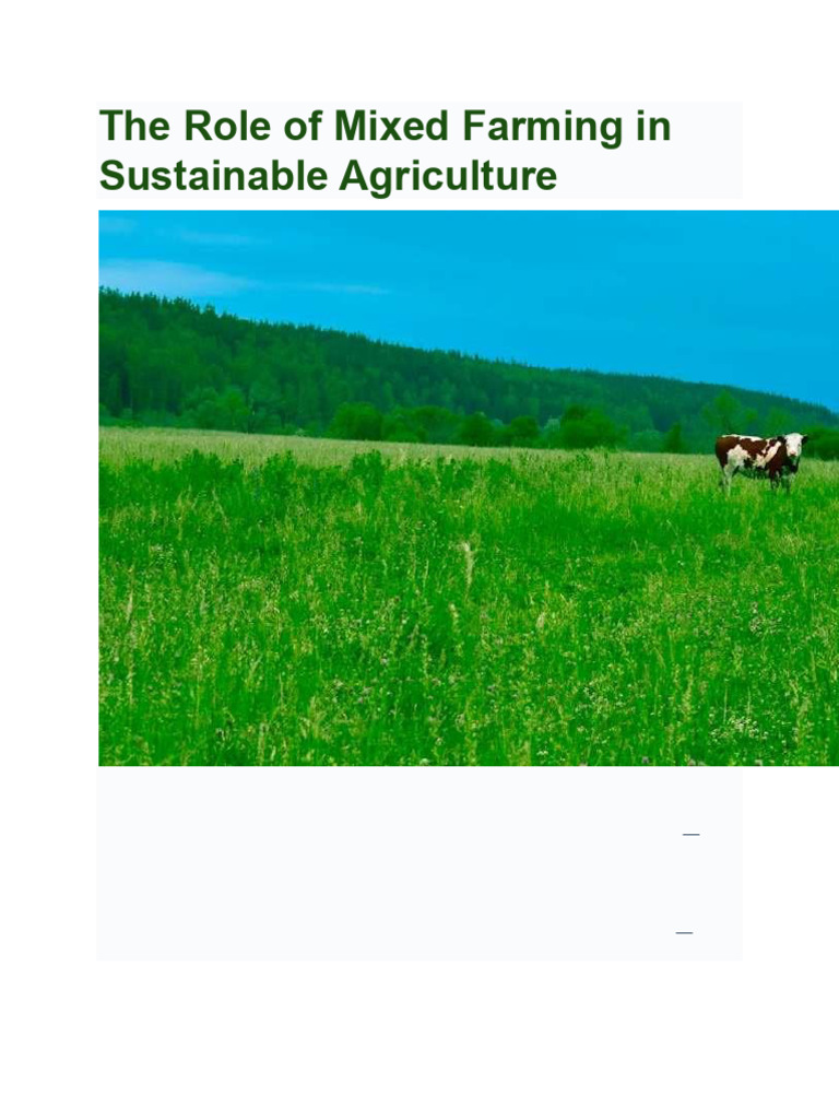 Mixed Farming: Key to Sustainable Agriculture | PDF | Agriculture ...