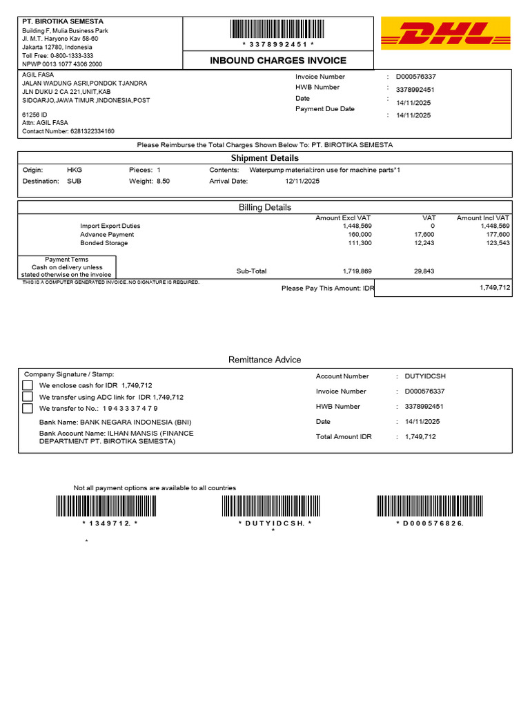 Dhl Payment | PDF | Business | Economies