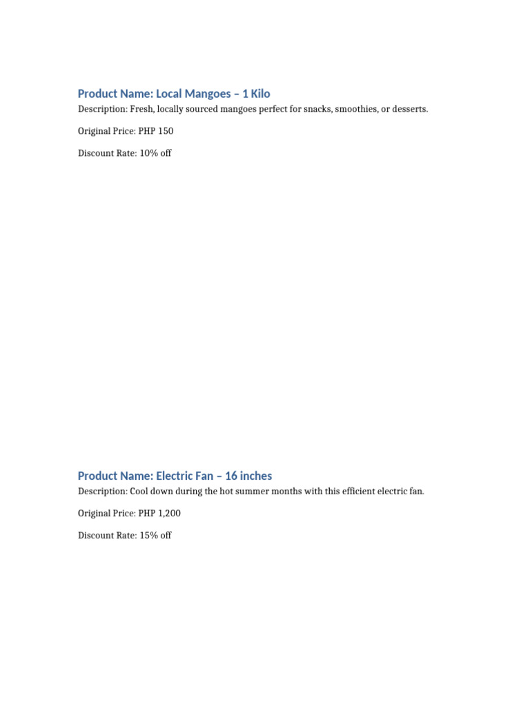 Discounted Products for Sale | PDF