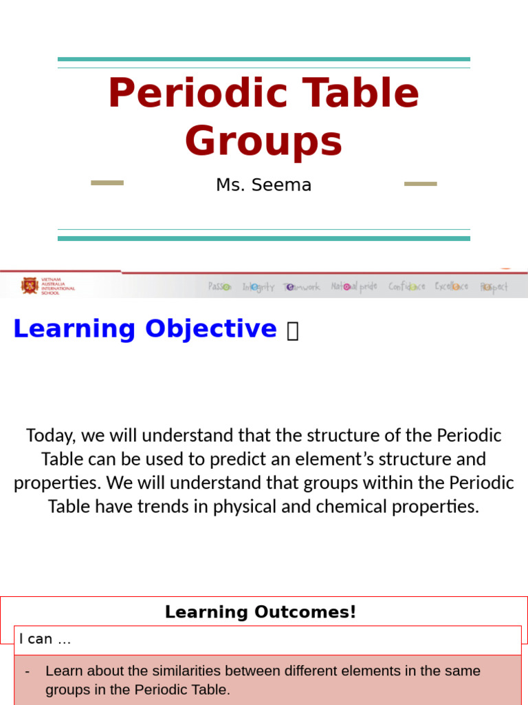 Understanding Periodic Table Groups | PDF | Periodic Table | Chemical ...