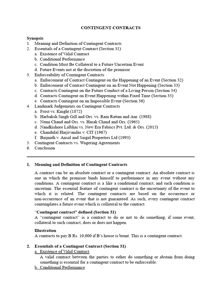 Contingent Contracts | PDF