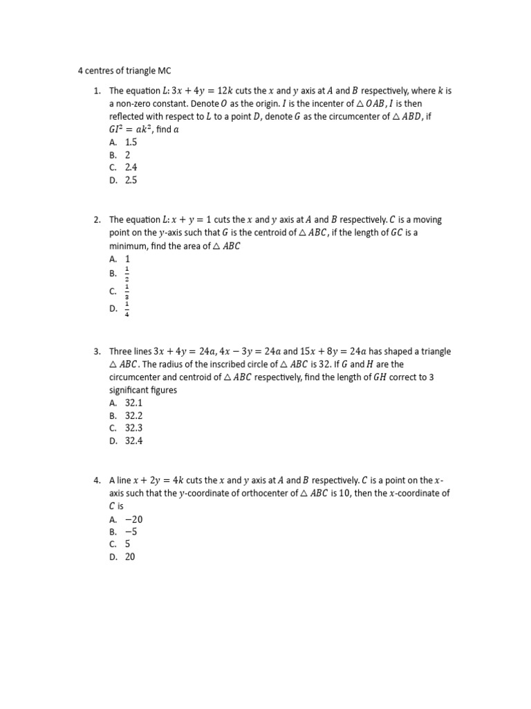 4 Centres of Triangle MC | PDF