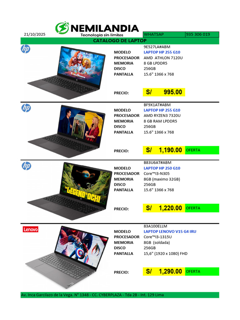 Catálogo de Laptops 2025 en Lima | PDF | Ingeniería Informática ...