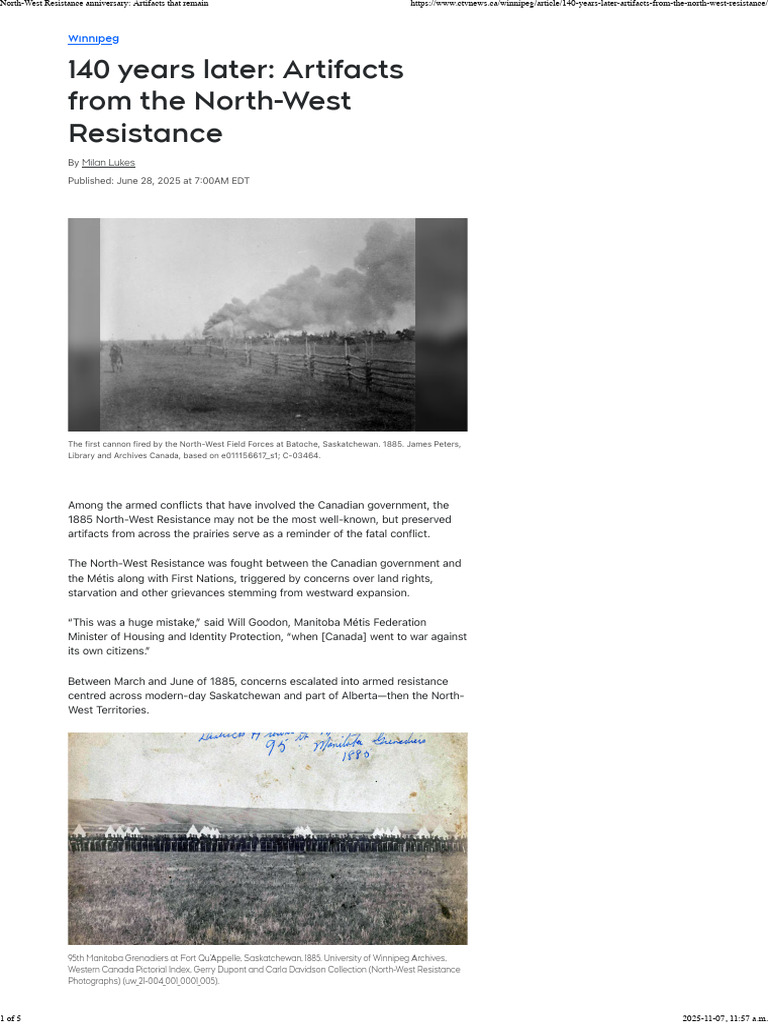North-West Resistance Artifacts Uncovered | PDF | Métis | Projectile ...