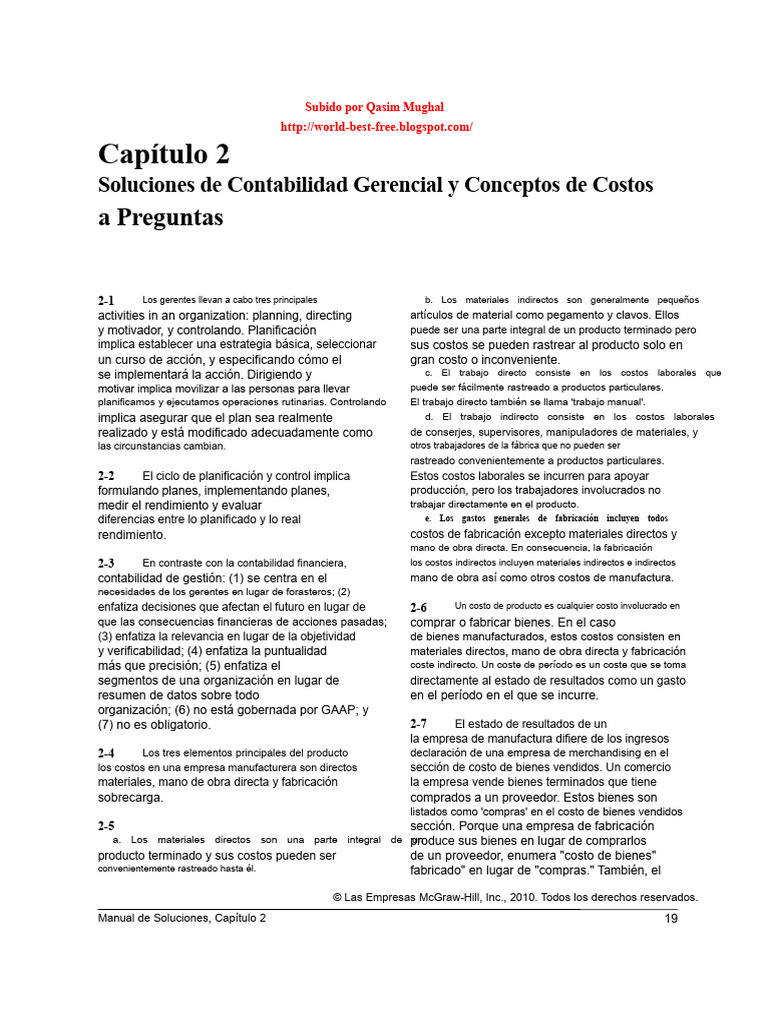 Contabilidad Gerencial: Costos y Conceptos | PDF | Costo | Estado de ...