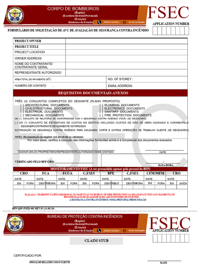 Formulário de Solicitação de AVC de Incêndio | PDF