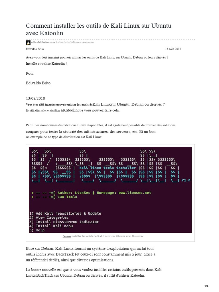 Installer Kali Linux sur Ubuntu avec Katoolin | PDF | Linux ...