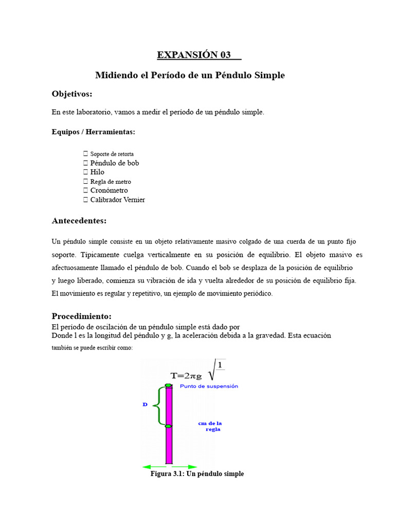 AP - Lab 03 - Medición Del Período de Un Péndulo Simple | PDF