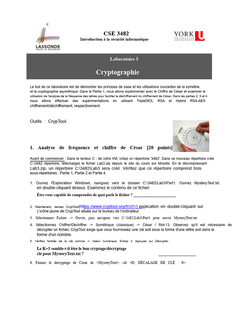 Laboratoire sur la cryptographie en sécurité informatique | PDF ...