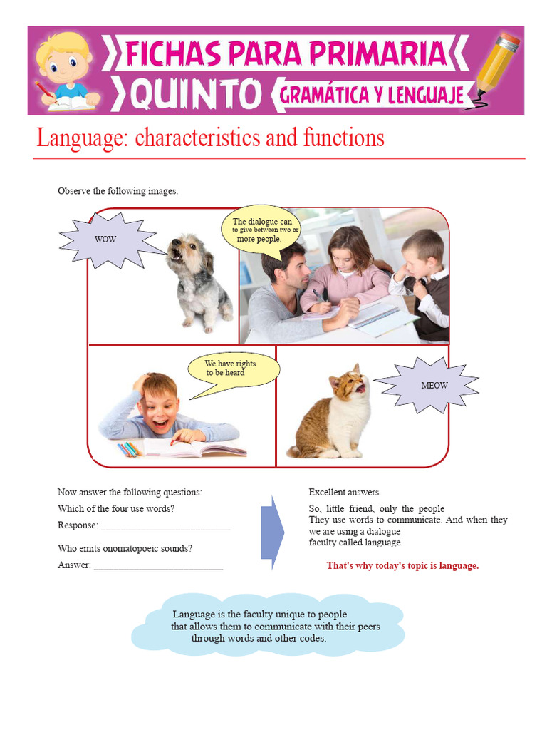 Characteristics and Functions of Language For Fifth Grade of Elementary ...