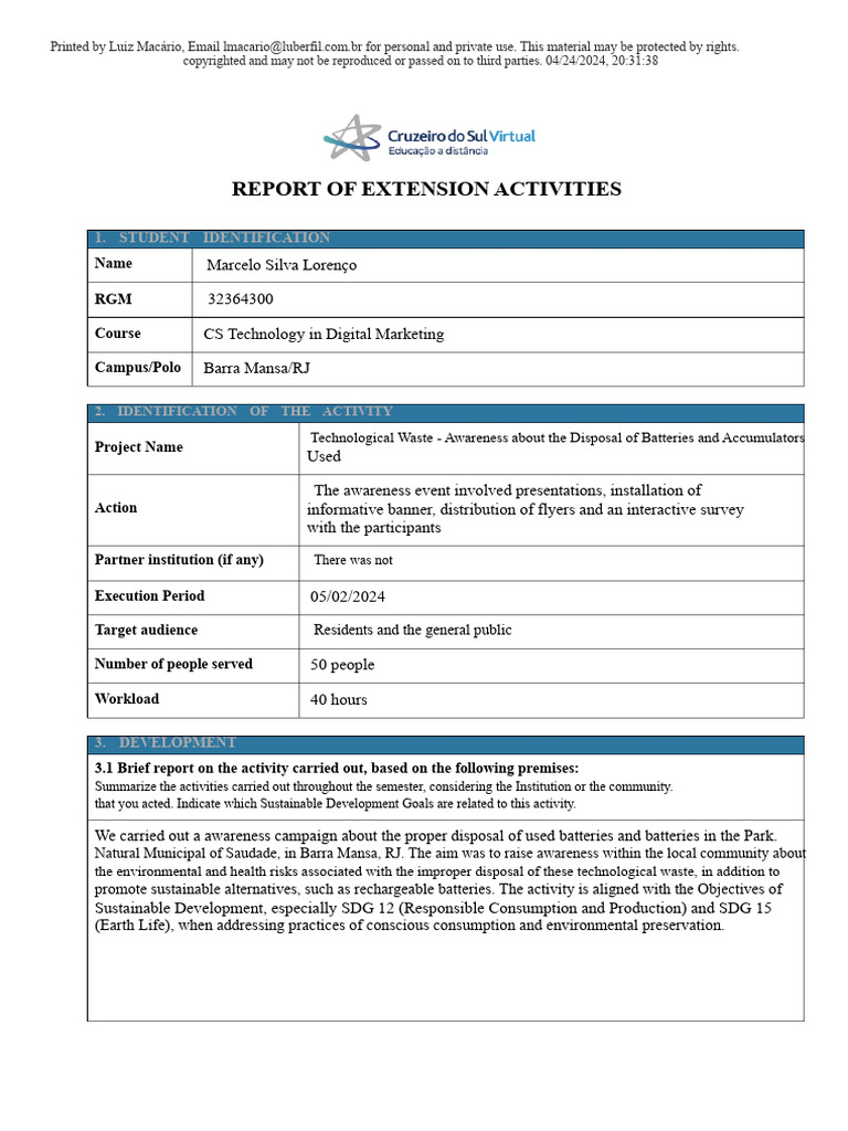Extension Activity Integration of Skills To Transform The Self - Passed ...