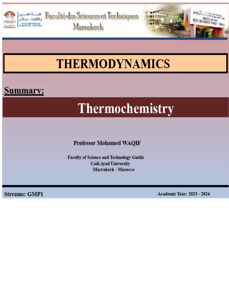 Thermodynamics Principles and Concepts | PDF | Entropy | Gibbs Free Energy