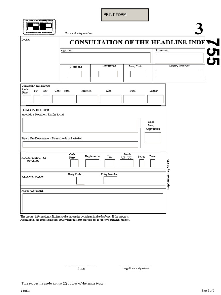 Inquiry Form For The Index of Holders RPIBA | PDF | Authentication ...