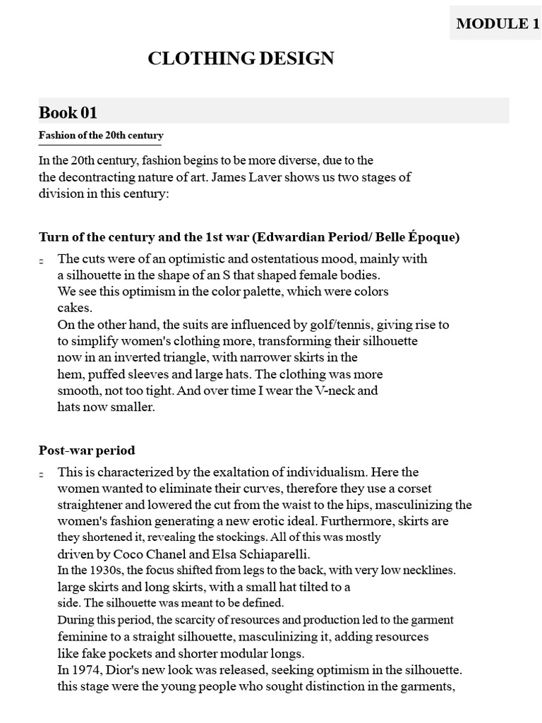 CLOTHING DESIGN - Module 1 and 2 | PDF | Fashion | Clothing