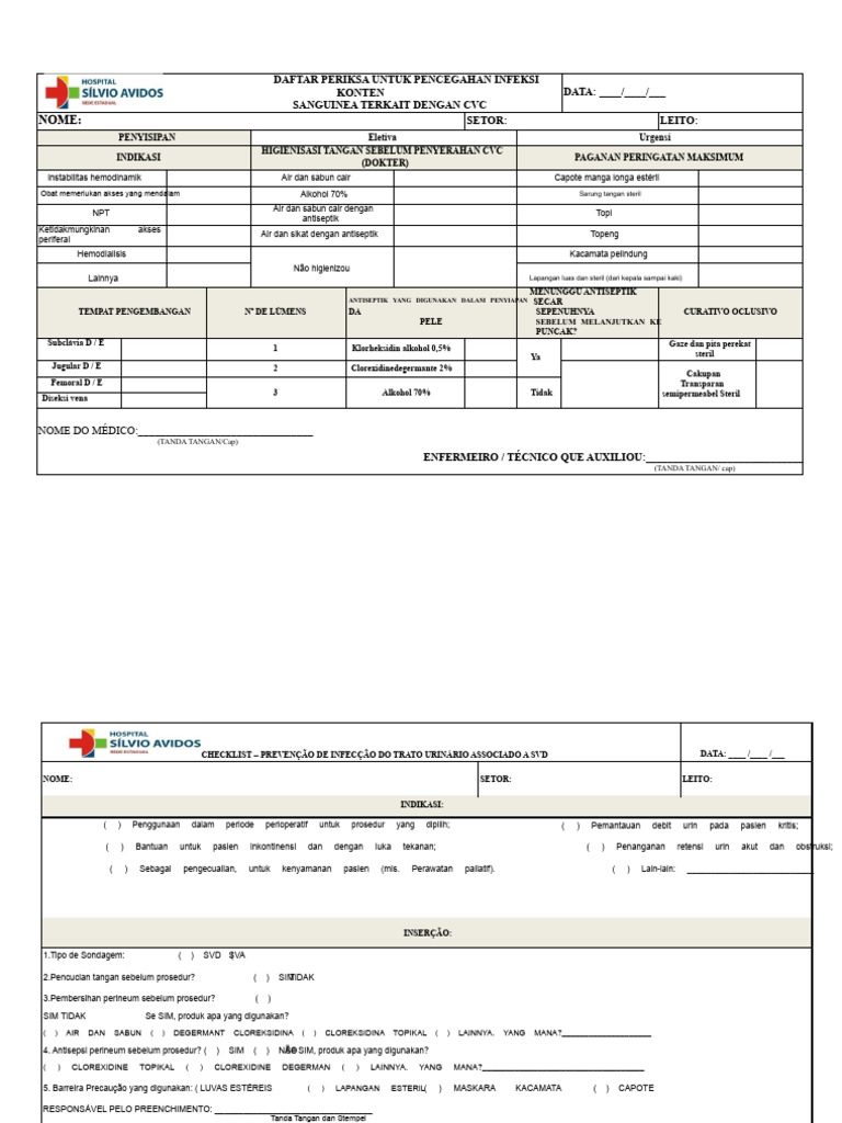 Daftar Periksa Pencegahan Infeksi CVC | PDF