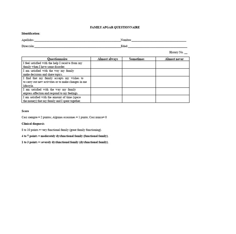 Family Apgar Questionnaire | PDF