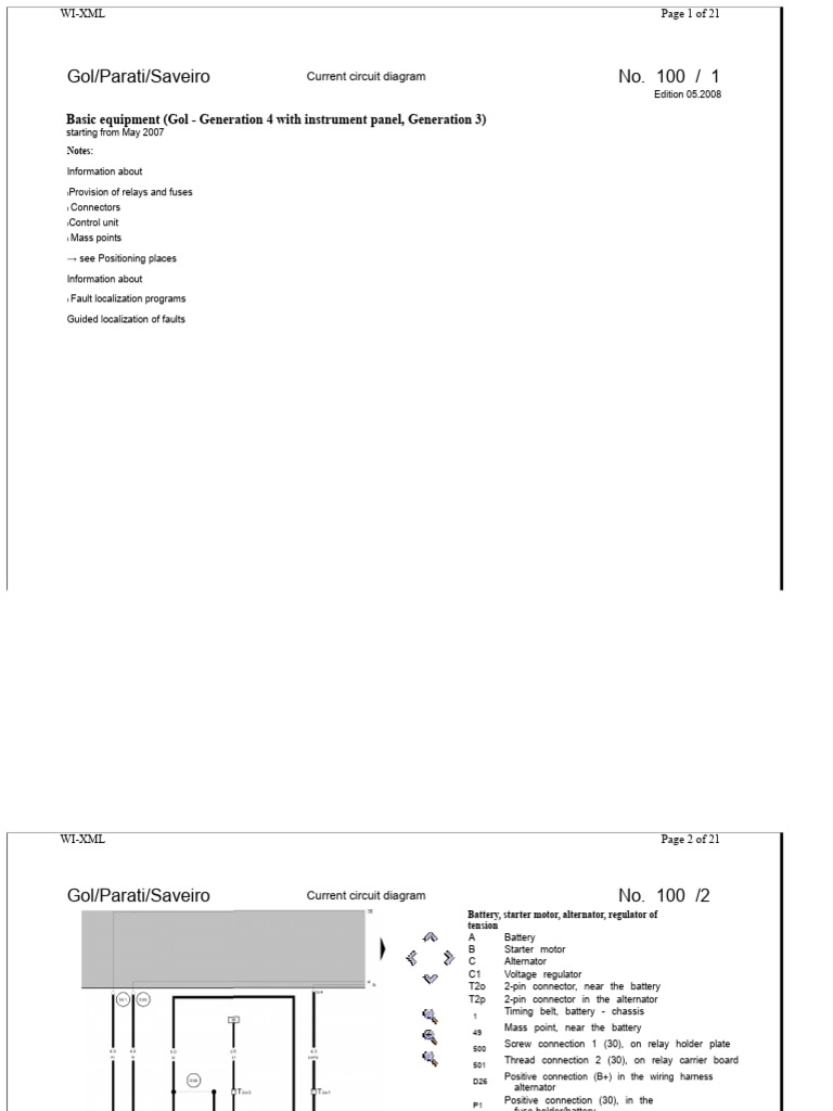 Gol/Parati/Saveiro Circuit Diagrams | PDF | Electrical Connector | Fuse ...