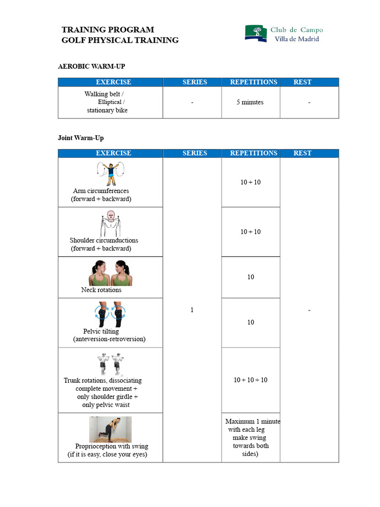 Golf Physical Training Program Guide | PDF | Strength Training ...