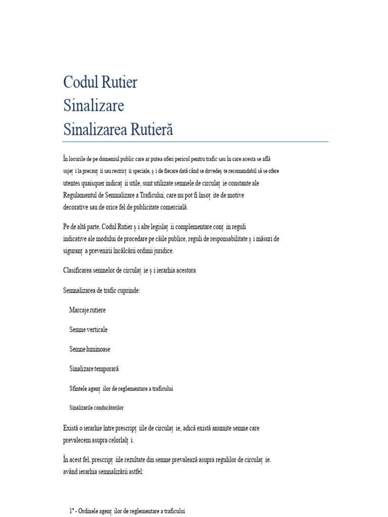 Codul Rutier - Semne de Circulație | PDF