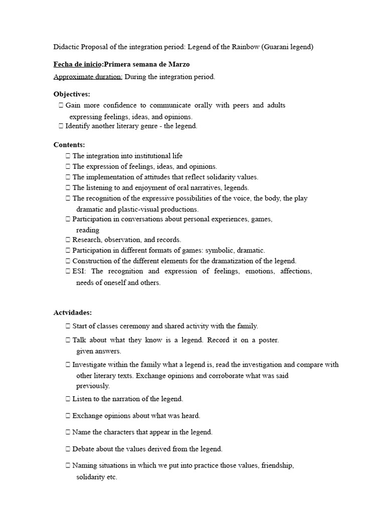 Guarani Legend Integration Proposal | PDF | Legends | Genre