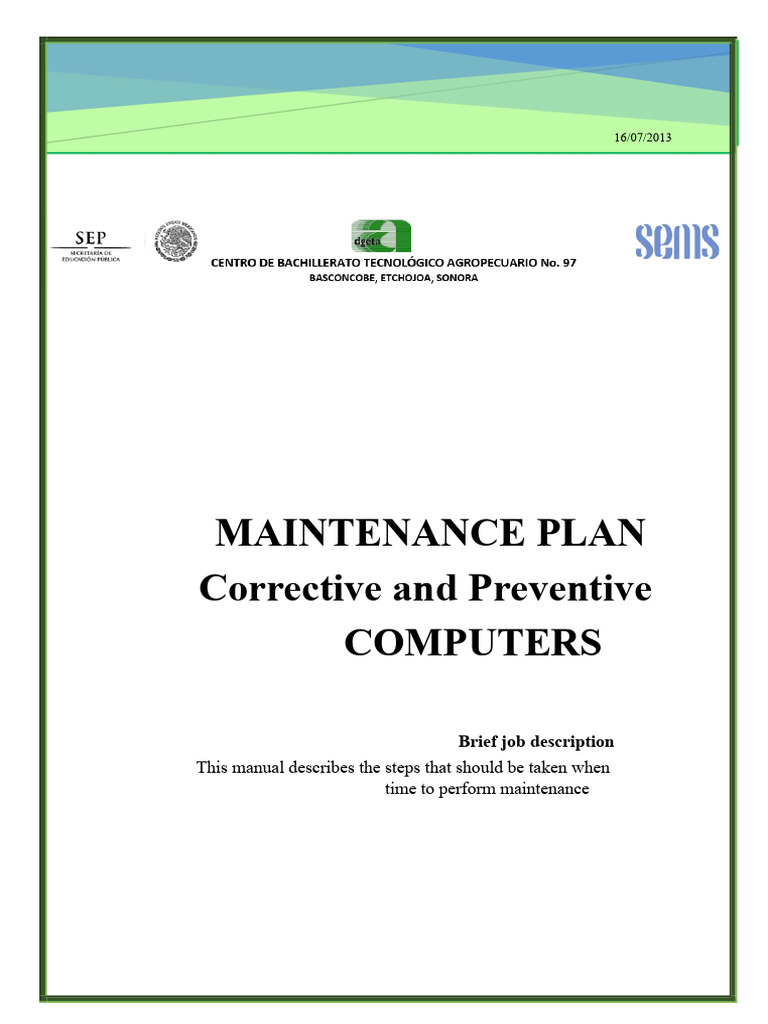 Computer Maintenance Plan Overview | PDF | Antivirus Software ...