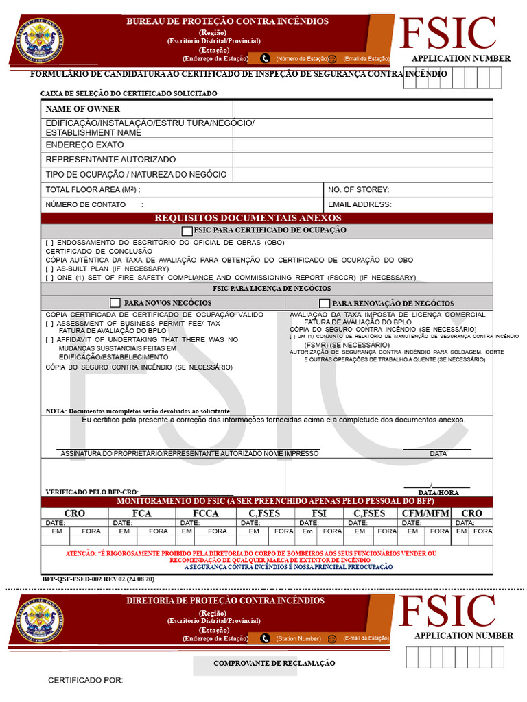 Formulário de Inspeção de Segurança Contra Incêndio | PDF