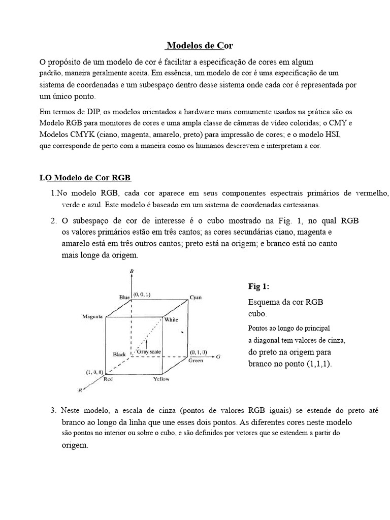 Modelos de Cor: RGB, CMYK e HSI | PDF | Cor | Modelo de cores RGB