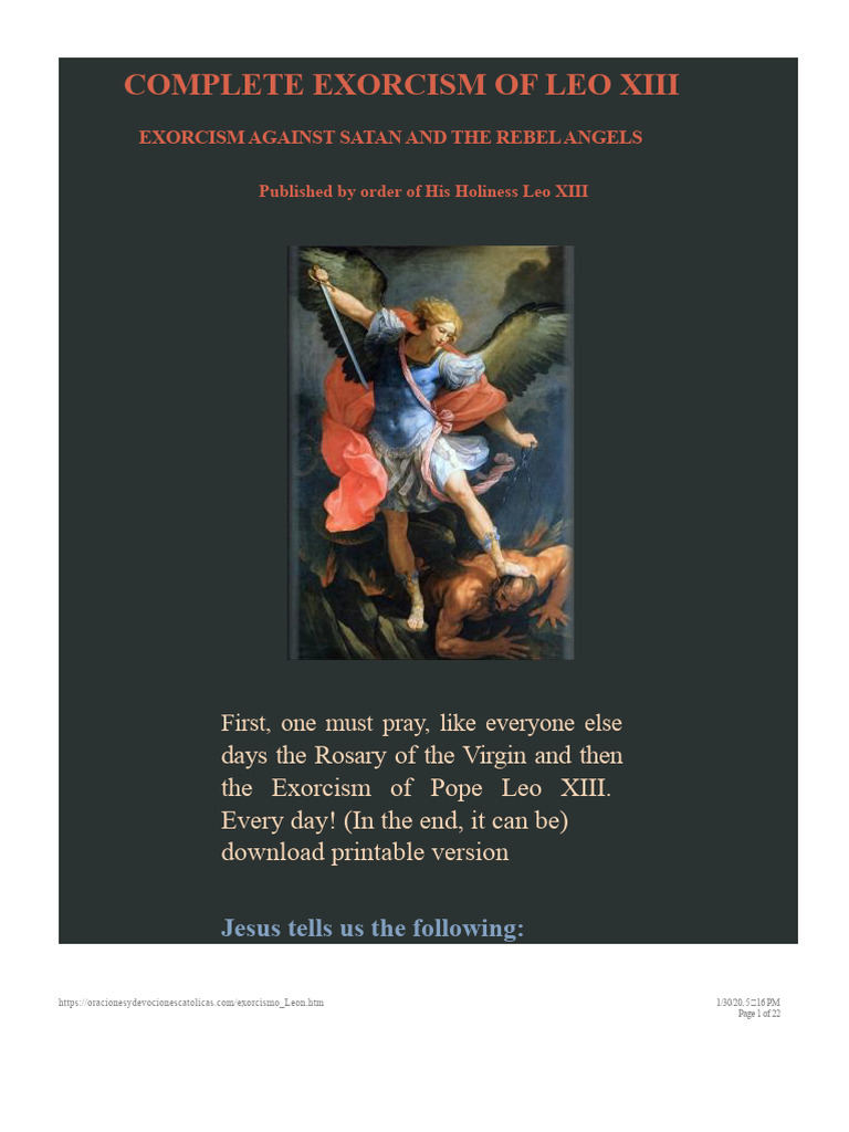 Exorcism Prayer of Pope Leo XIII | PDF | Exorcism | Michael (Archangel)