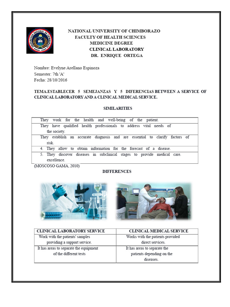 Clinical Lab vs Medical Service Comparison | PDF