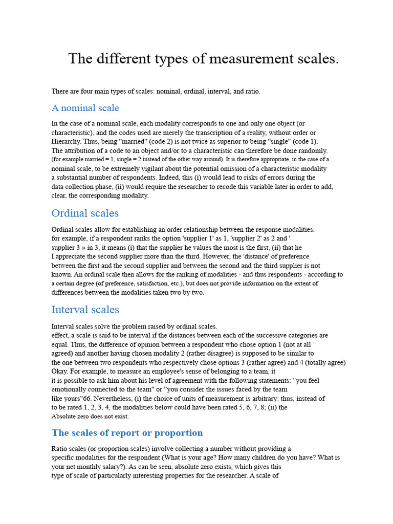 The Different Types of Measurement Scales | PDF | Level Of Measurement ...
