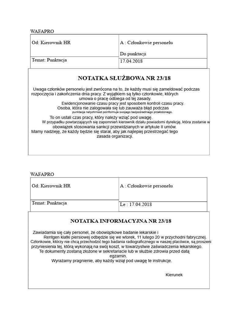 Notatka Służbowa | PDF