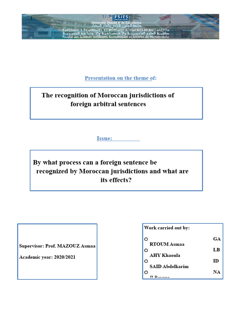 Moroccan Exequatur for Foreign Judgments | PDF | Arbitration | Judgment ...