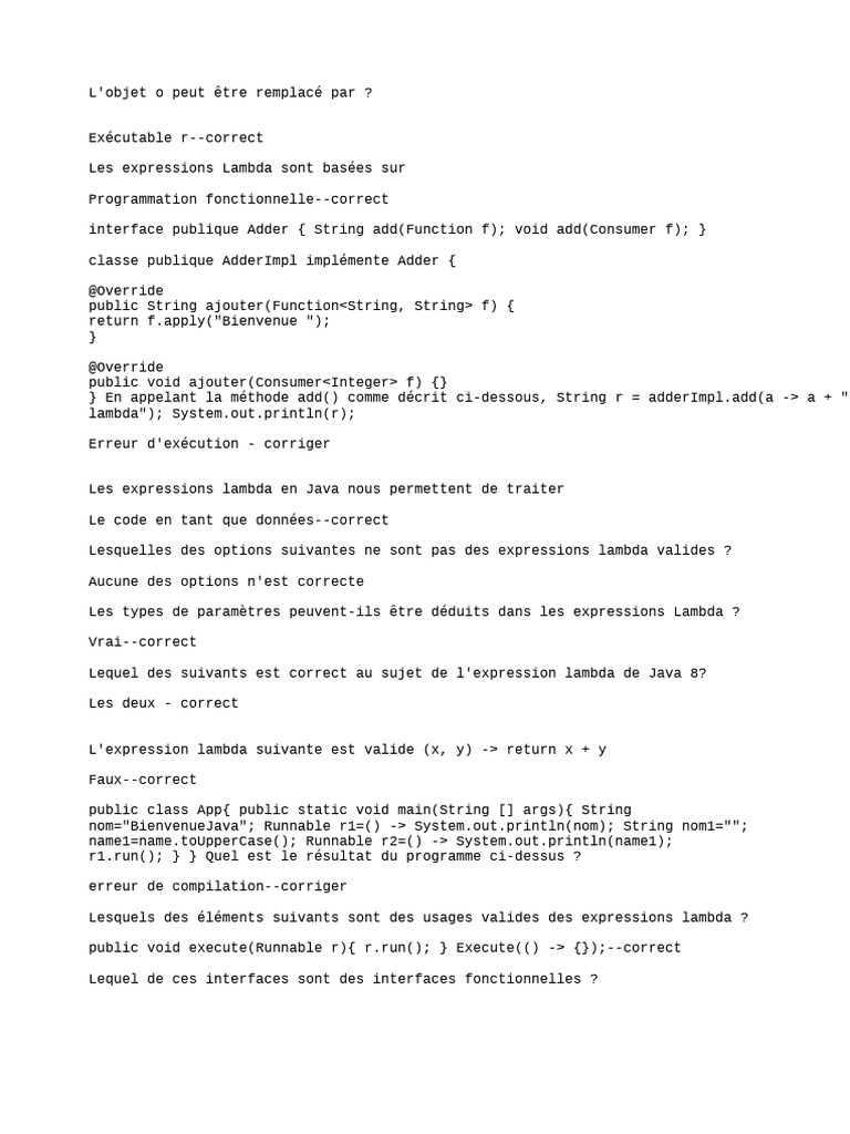 Expressions Lambda et Interfaces Fonctionnelles en Java | PDF | Java ...