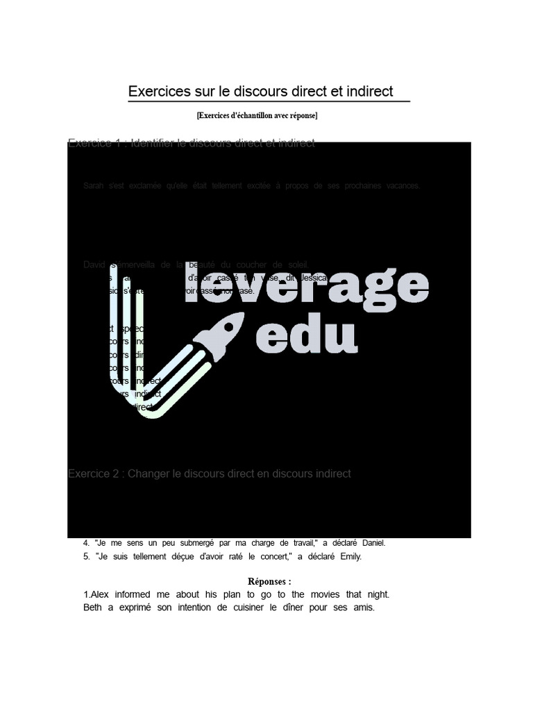 Exercices sur discours direct et indirect | PDF