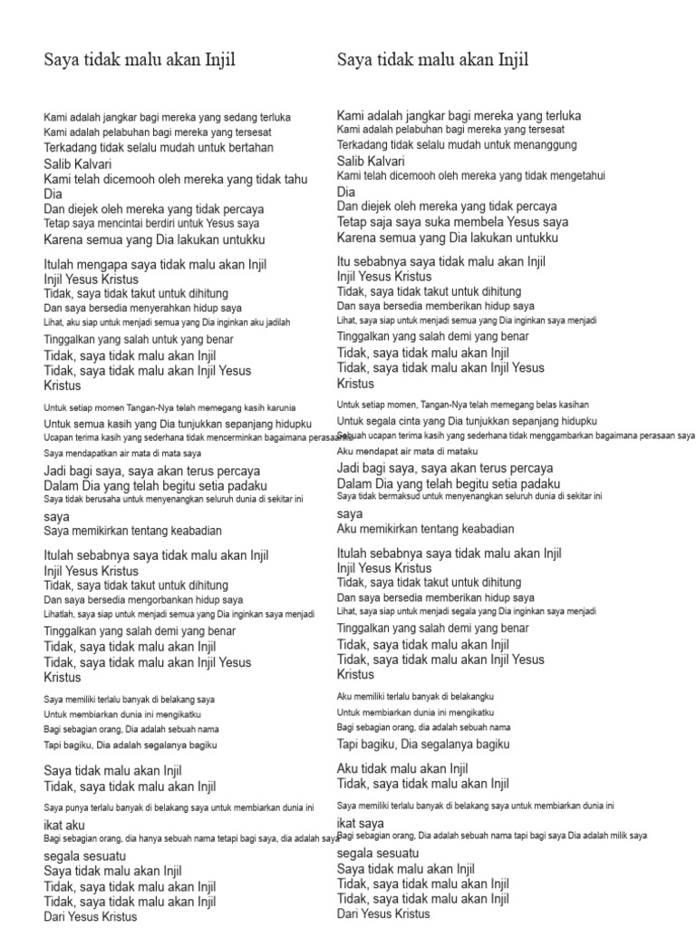 Saya Tidak Malu Akan Injil | PDF