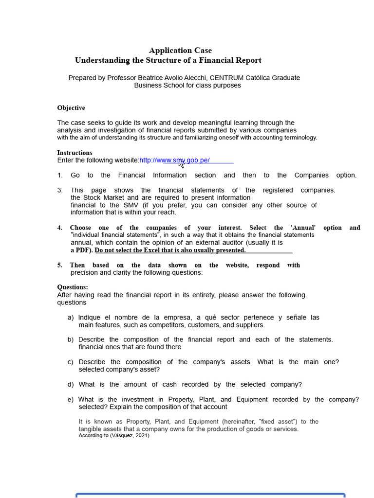 Case - Understanding The Structure of A Financial Report | PDF ...
